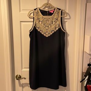 Navy & Gold Lilly Shift Lace Detail